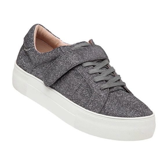 J/SLIDES Shoes - J/Slides ‘Audrey’ Pewter Glitter Sneakers